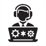 technical support icon blac silhouette vector